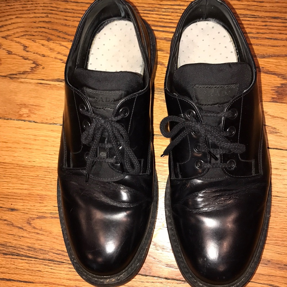 Prada men’s tie up commando style shoes